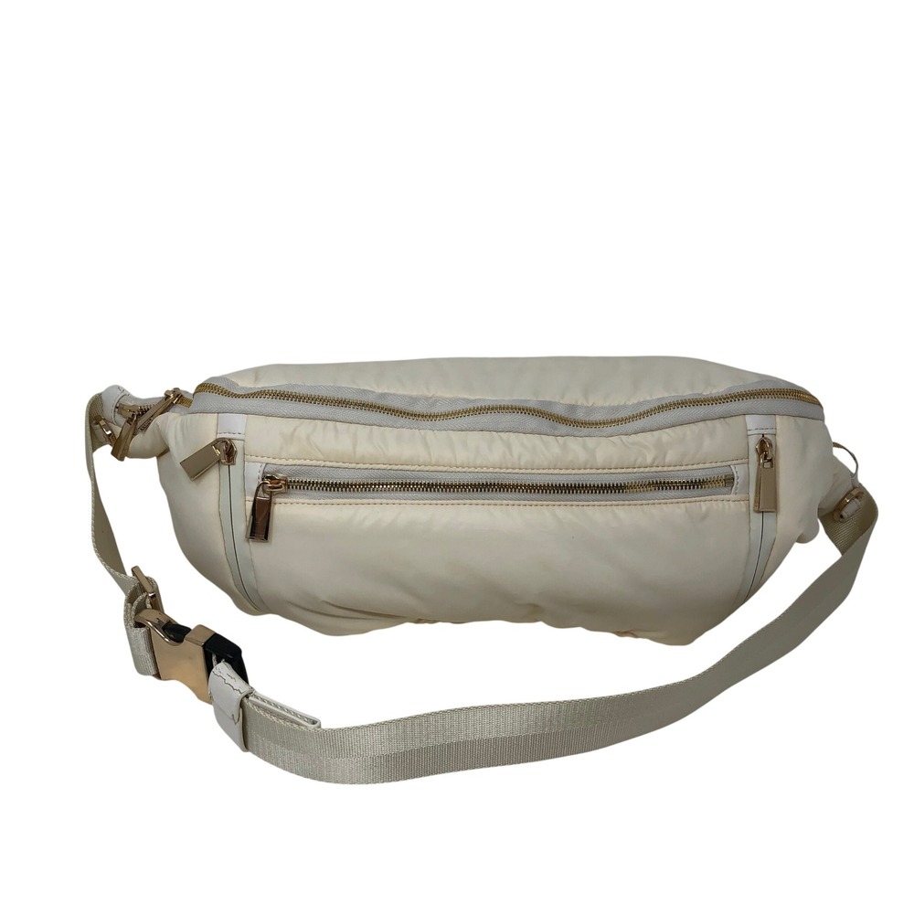 Caraa Large Sling Bag Cream Puffy Shoulder Bag Gold